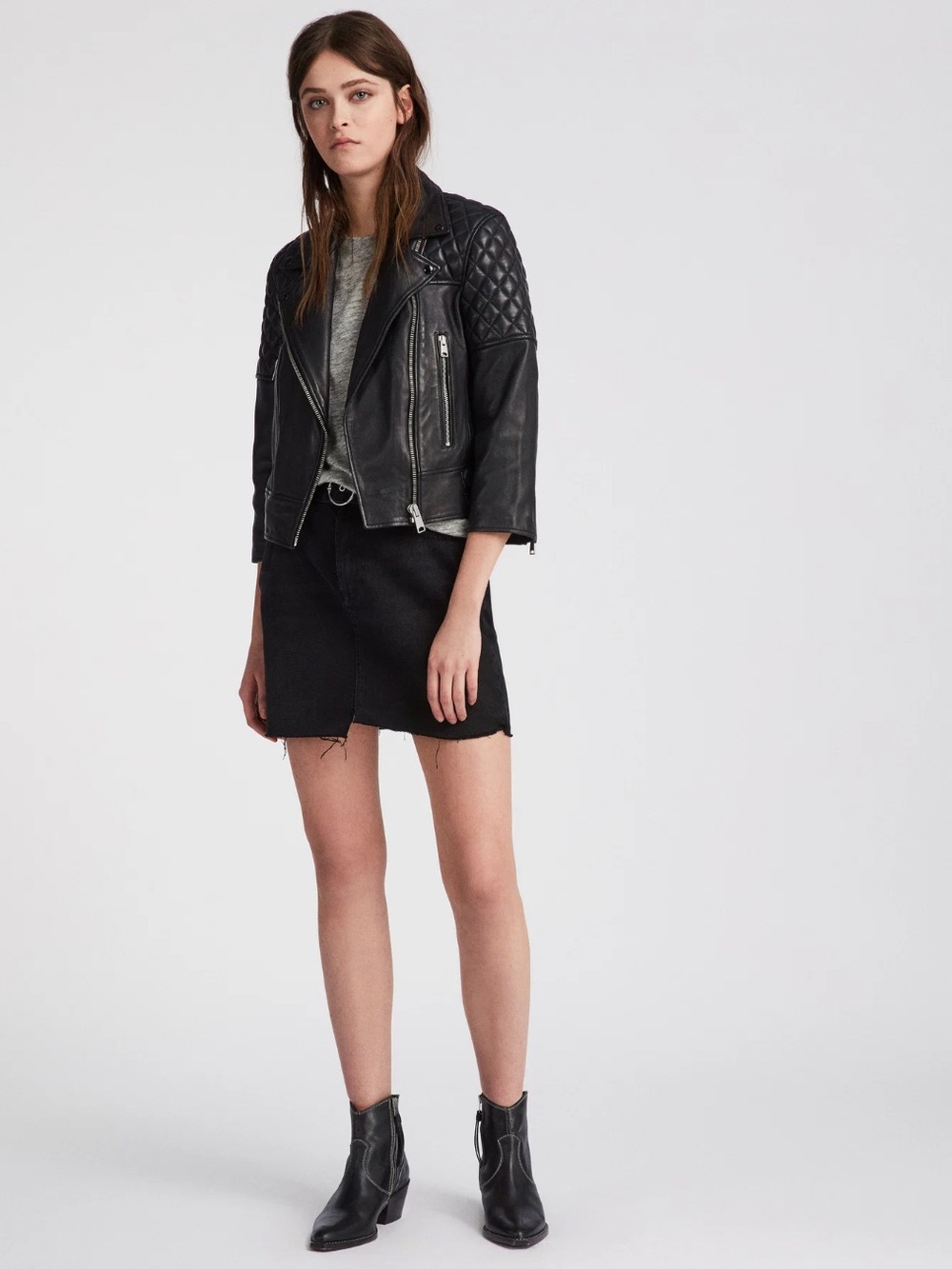 All Saints allsaints Beattie biker Black Quilted Leather Biker Jacket